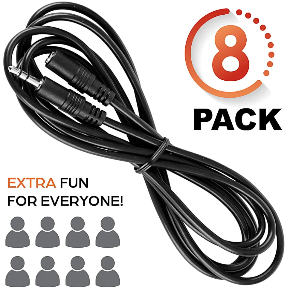 Digital Energy Extension Cables For Handheld Game Buzzer System, 15', Black, Pack Of 8 Cables, DEFT-1755