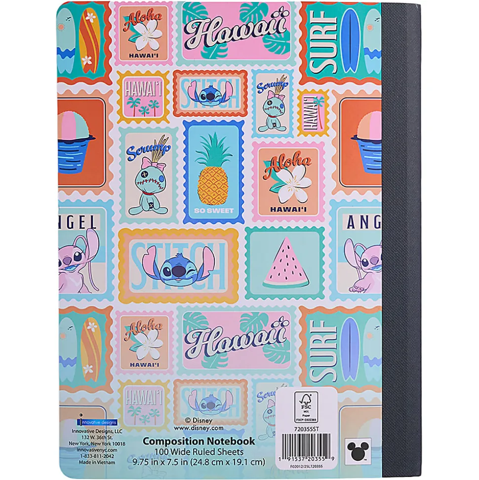 Disney Lilo Stitch Licensed Wide Ruled Composition Notebook, 9.5" x 7.25", 100 Sheets, Quantity 1