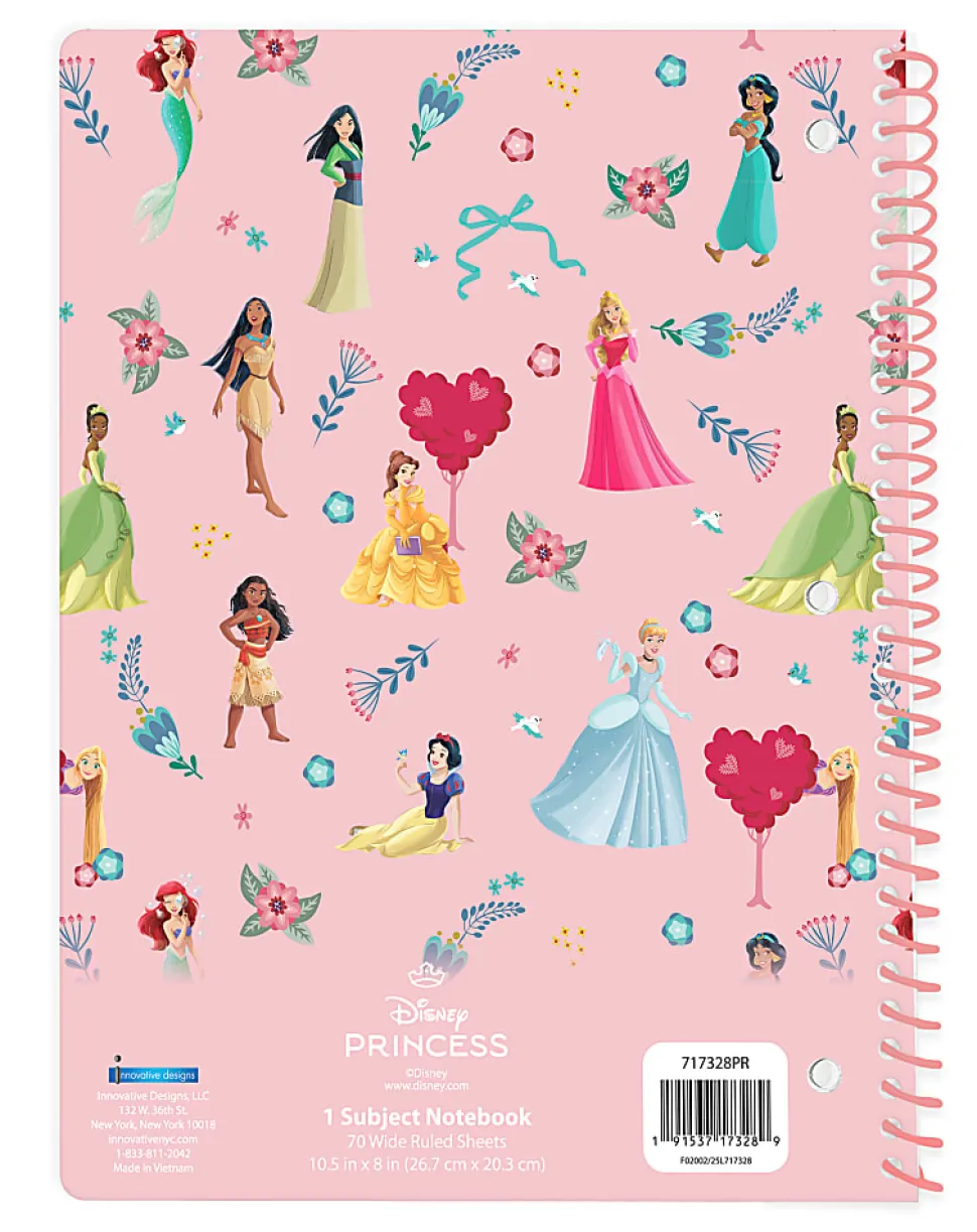 Disney Princess Single Subject Wide Ruled Notebook, 70 Sheets