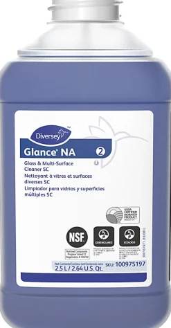 Diversey Glance Non-Ammoniated Glass & Multi-Surface Cleaner, Unscented, 2.5 L, Pack Of 2 Bottles