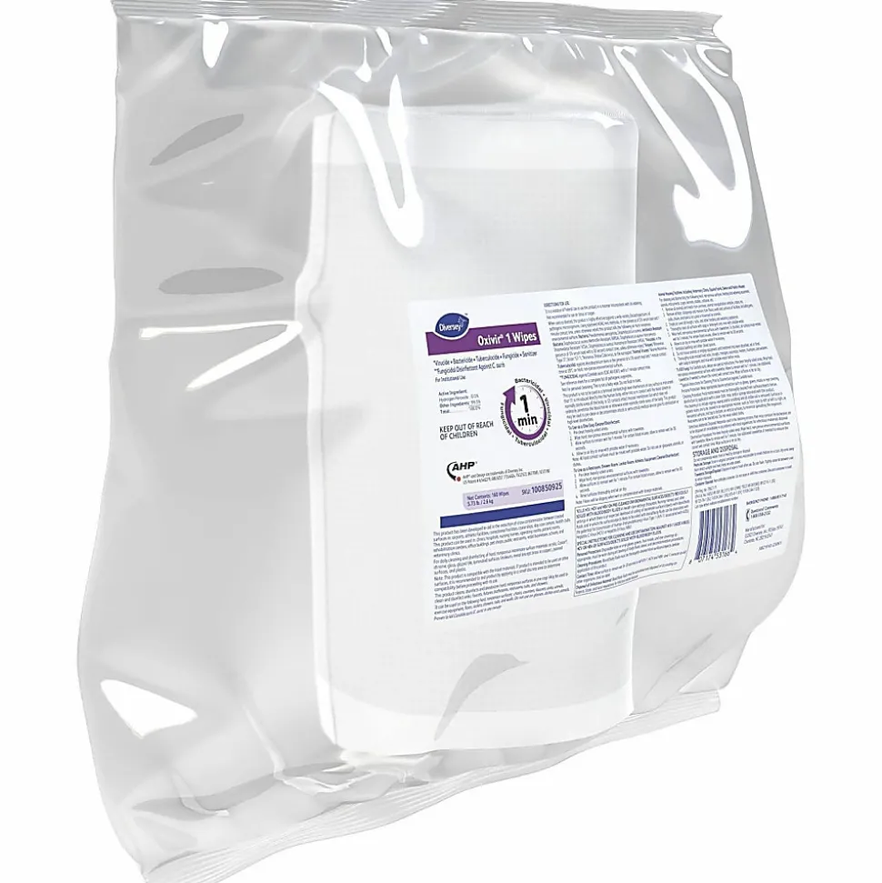 Diversey Oxivir 1 Disinfectant Wipes, 11" x 12", 160 Wipes Per Pouch, Case Of 4 Pouches