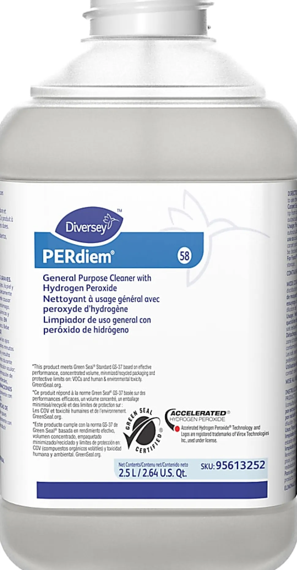 Diversey PERdiem General Purpose Cleaner With Hydrogen Peroxide, 2.5L, Case Of 2 Bottles