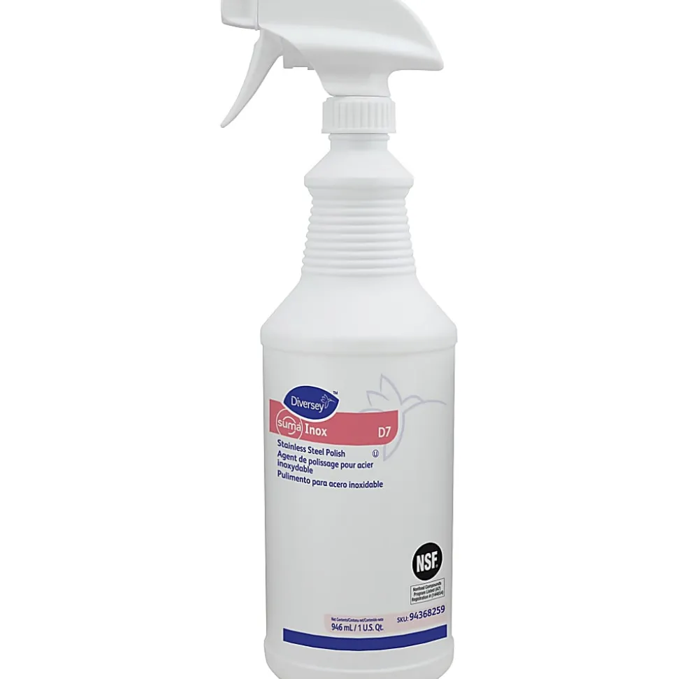 Diversey Suma Inox Stainless Steel Polish - Ready-To-Use - 32 fl oz (1 quart) - Hydrocarbon Scent - Luster - Clear - 6 / Carton