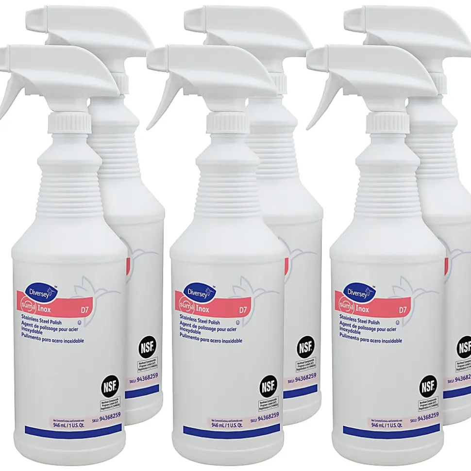Diversey Suma Inox Stainless Steel Polish - Ready-To-Use - 32 fl oz (1 quart) - Hydrocarbon Scent - Luster - Clear - 6 / Carton