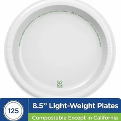 Dixie Basic® 8-1/2" Lightweight Paper Plates by GP Pro - Microwave Safe - 8.5" Diameter - White - Paper Body - 125 / Pack