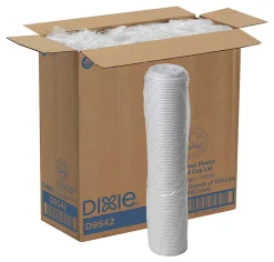 Dixie® by GP PRO Large Dome Plastic Hot Cup Lids For 12-/16-Oz Paper Cups, White, Case Of 1,000