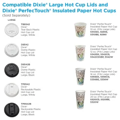 Dixie® by GP PRO Large Dome Plastic Hot Cup Lids For 12-/16-Oz Paper Cups, White, Case Of 1,000