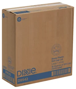 Dixie® by GP PRO Large Dome Plastic Hot Cup Lids For 12-/16-Oz Paper Cups, White, Case Of 1,000
