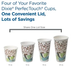 Dixie® by GP PRO Large Dome Plastic Hot Cup Lids For 12-/16-Oz Paper Cups, White, Case Of 1,000