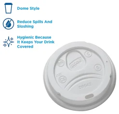 Dixie® by GP PRO Large Dome Plastic Hot Cup Lids For 12-/16-Oz Paper Cups, White, Case Of 1,000