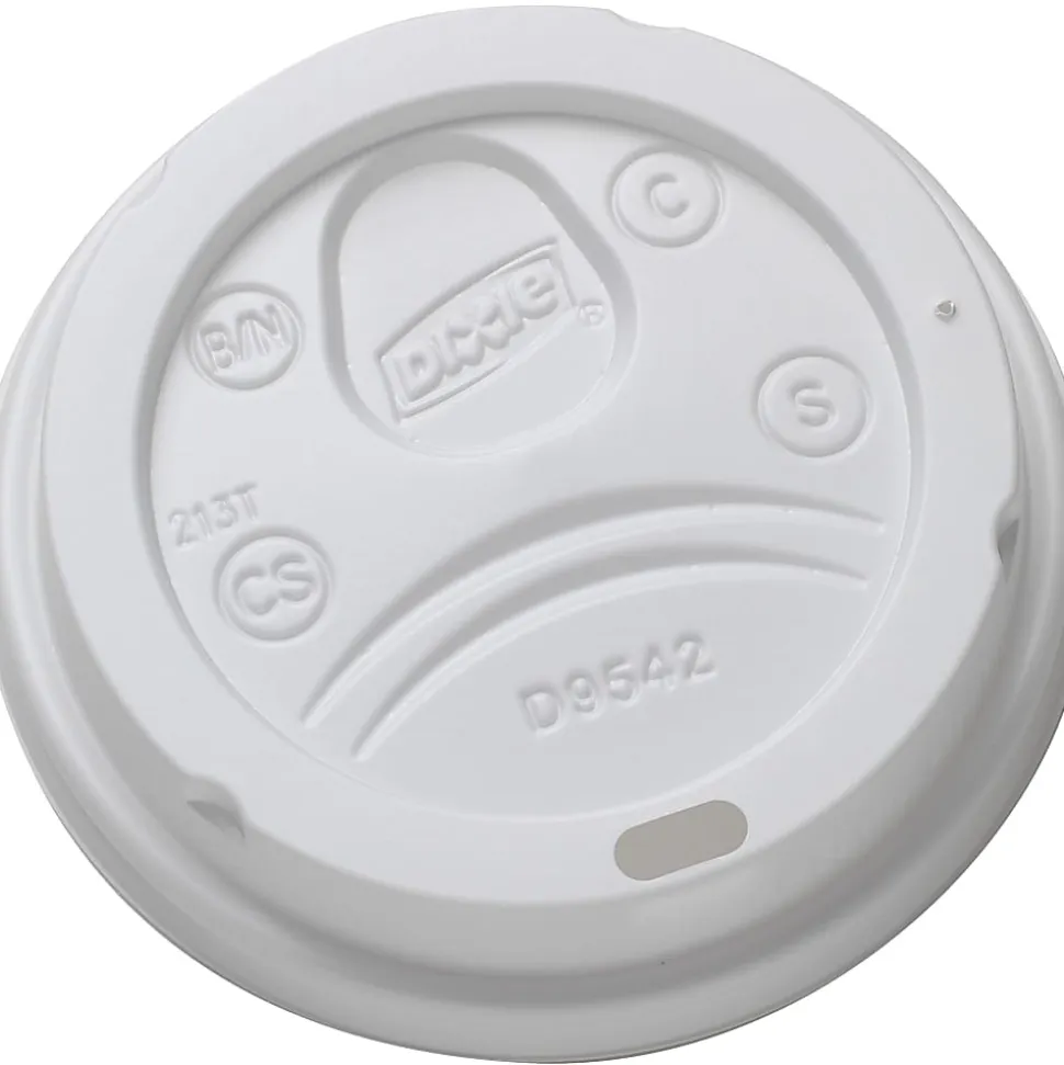 Dixie Drink-thru Lid - Round - Plastic - White - 100 / Pack