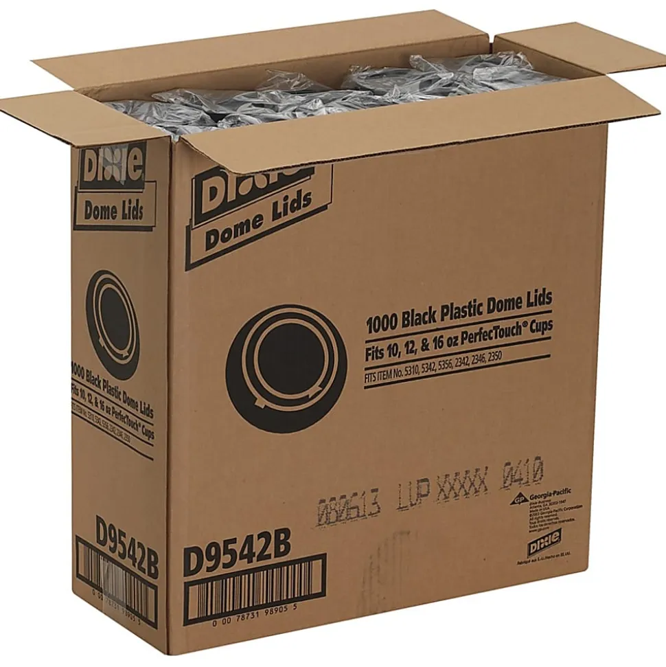 Dixie® Drink-Thru Lids For 10-20 Oz Cups, Black, Box Of 1,000 Lids