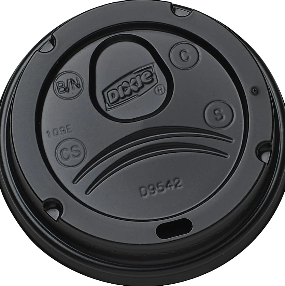 Dixie® Drink-Thru Lids For 10-20 Oz Cups, Black, Box Of 1,000 Lids