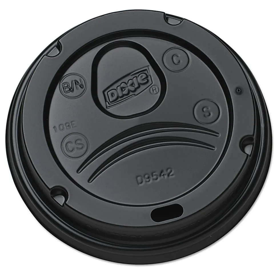 Dixie® Drink-Thru Lids For 10-20 Oz Cups, Black, Box Of 1,000 Lids