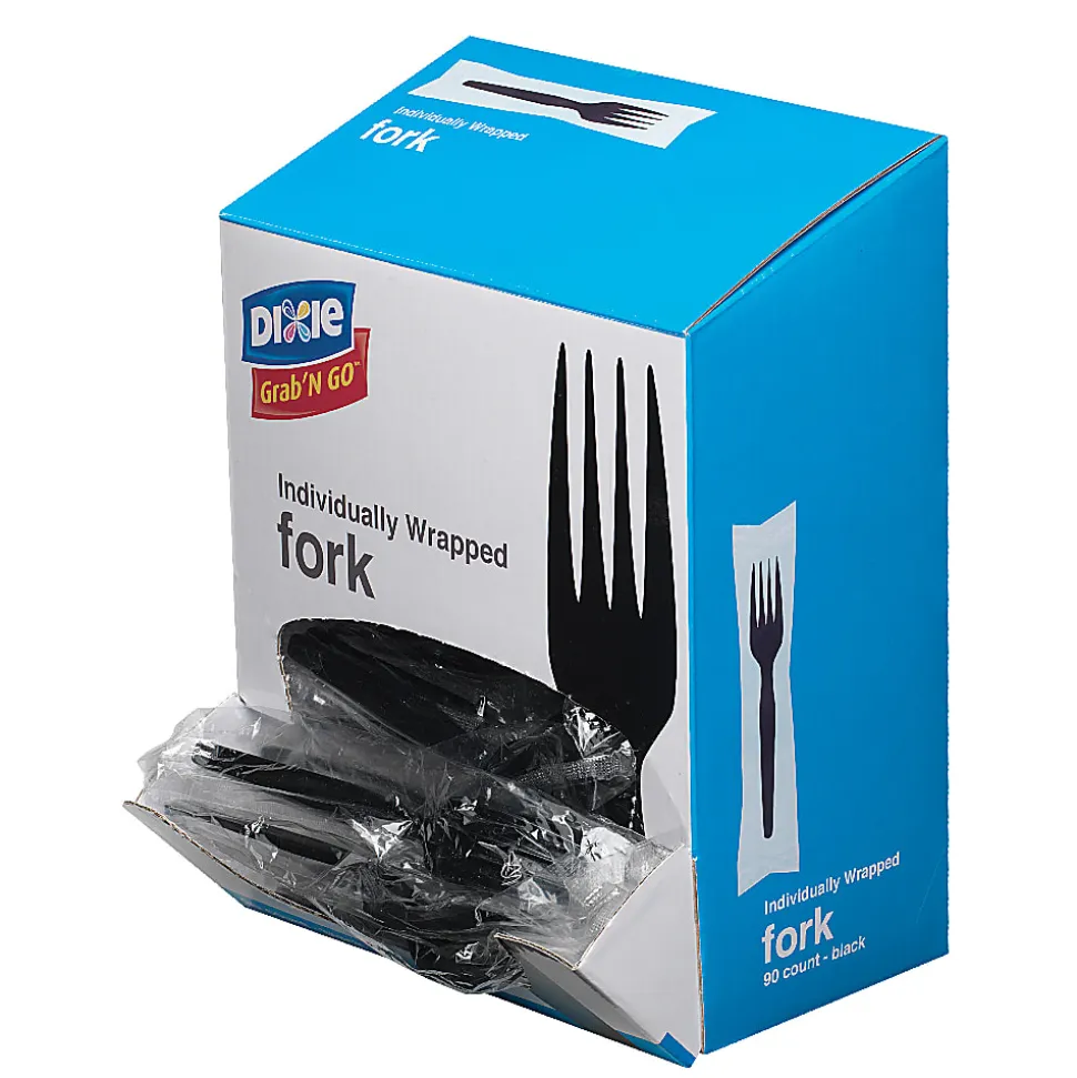Dixie® Grab'N Go™ Forks, Black, 90 Per Box, Pack Of 6 Boxes