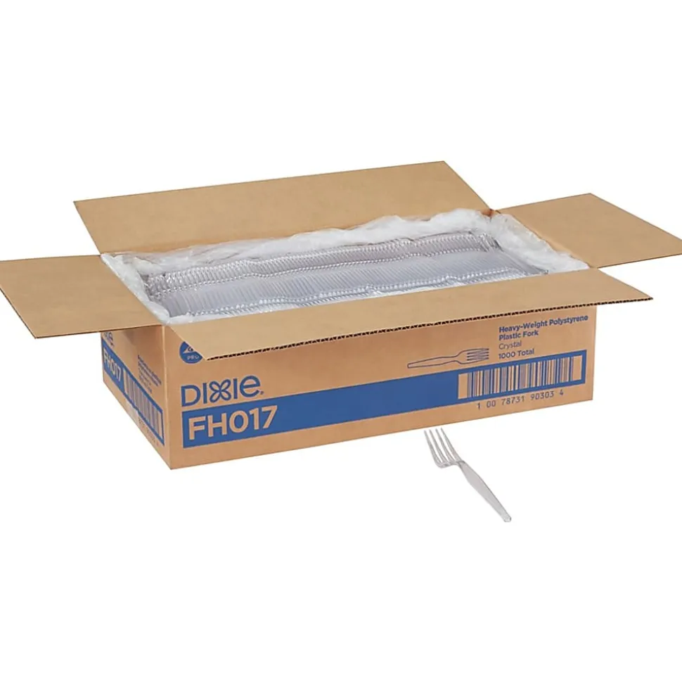 Dixie® Heavyweight Plastic Forks, Clear, Pack Of 1,000 Forks