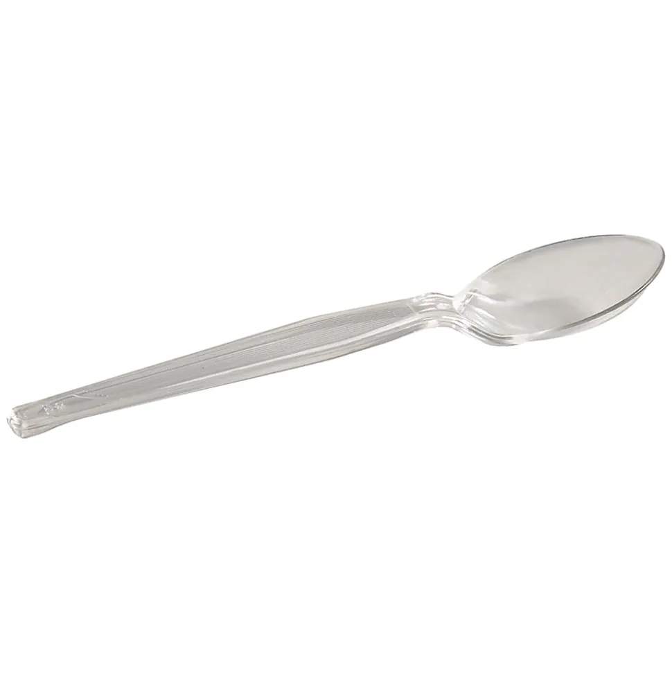 Dixie® Heavyweight Plastic Teaspoons, 6", Crystal Clear, Pack Of 1,000 Spoons