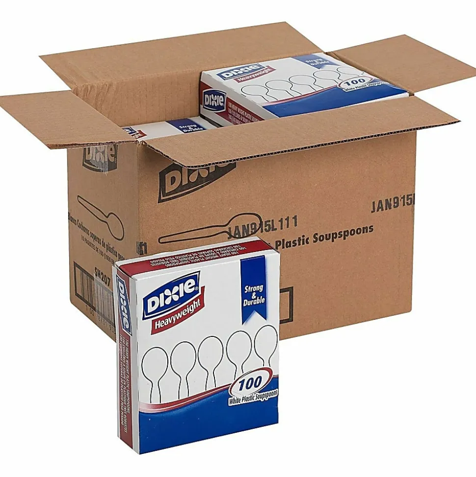 Dixie® Heavyweight Utensils, Soup Spoons, White, Box Of 100