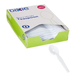 Dixie® Heavyweight Utensils, Teaspoons, White, Box Of 100 Teaspoons