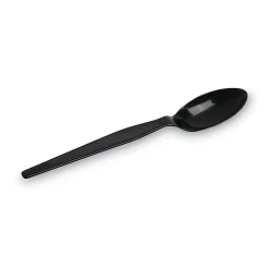 Dixie® Individually Wrapped Polystyrene Heavyweight Cutlery, Teaspoons, Black, Carton Of 1,000 Teaspoons