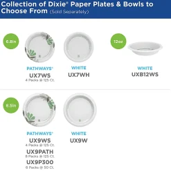 Dixie® 8 1/2 in Medium-Weight Paper Plates, Pathways®, 1,000 Count (125 Plates per Pack, 8 Packs per Case)