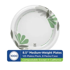 Dixie® 8 1/2 in Medium-Weight Paper Plates, Pathways®, 1,000 Count (125 Plates per Pack, 8 Packs per Case)