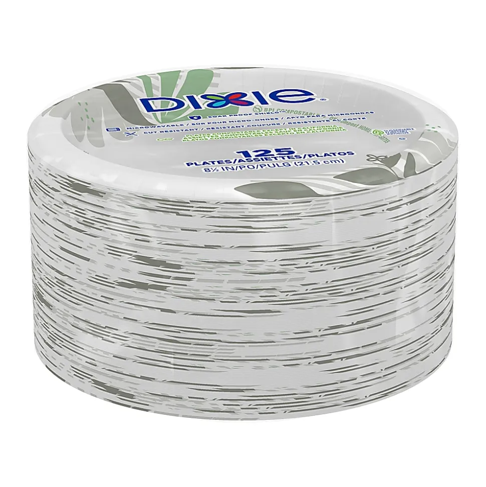Dixie® 8 1/2" Medium-Weight Paper Plates, Pathways® Design, Pack of 125 Plates