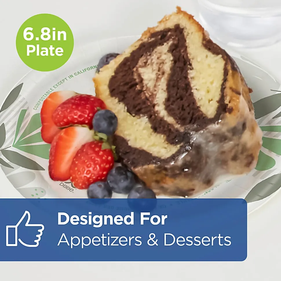 Dixie® 6 7/8" Medium-Weight Paper Plates, Pathways®, 500 Count (125 Plates Per Pack, 4 Packs Per Case)