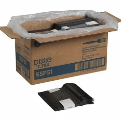 DIXIE® MEDIUM-WEIGHT POLYSTYRENE DISPOSABLE PLASTIC FORKS GRAB-N-GO® BY GP PRO (GEORGIA-PACIFIC), BLACK, 24 PACKS PER CASE