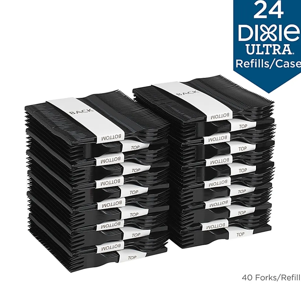 DIXIE® MEDIUM-WEIGHT POLYSTYRENE DISPOSABLE PLASTIC FORKS GRAB-N-GO® BY GP PRO (GEORGIA-PACIFIC), BLACK, 24 PACKS PER CASE