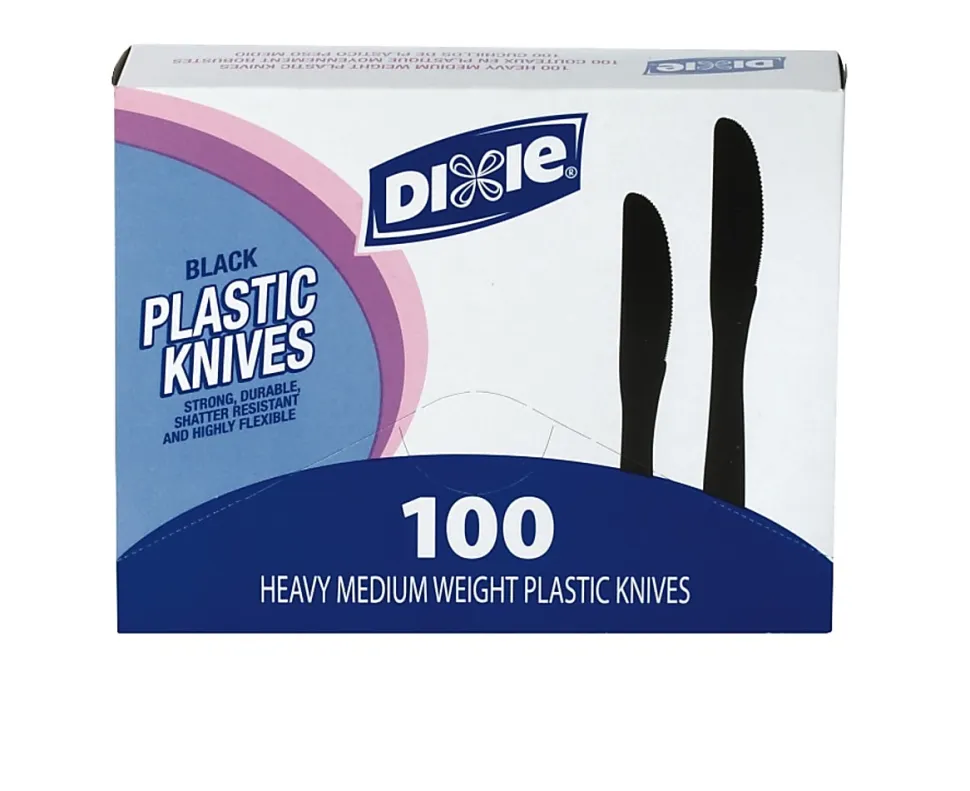 Dixie® Medium-Weight Utensils, Knives, Black, Box Of 100