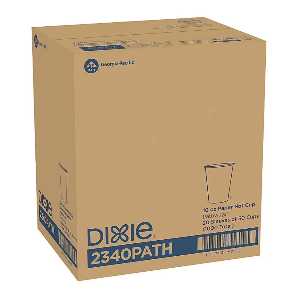 Dixie® Paper Hot Cups, 10 Oz., Pathways Design, Case Of 1,000