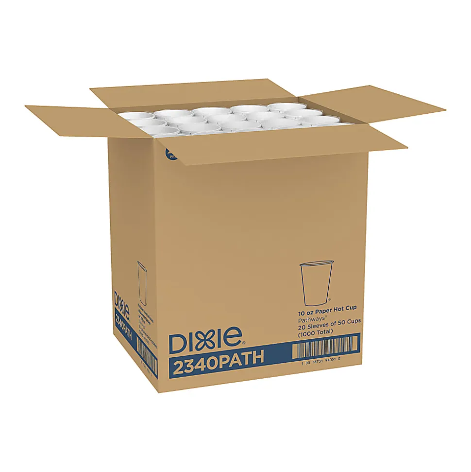 Dixie® Paper Hot Cups, 10 Oz., Pathways Design, Case Of 1,000