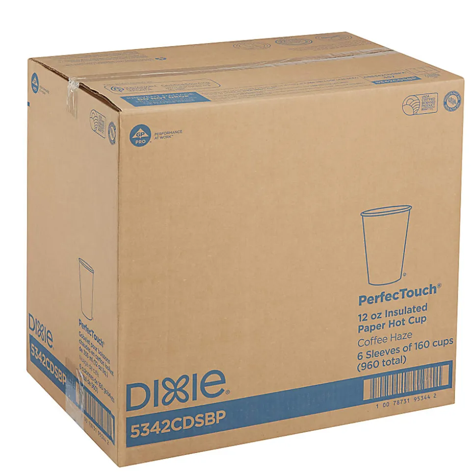Dixie® PerfecTouch Coffee Haze Paper Hot Cups, 12 Oz, Assorted Colors, Pack Of 160 Cups