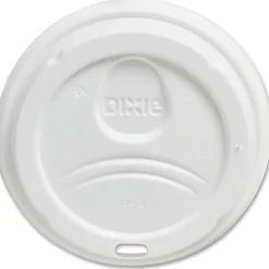 Dixie® PerfecTouch Hot Cup Lids, For 10-, 12- And 16-Oz Cups, White, Pack Of 50 Lids