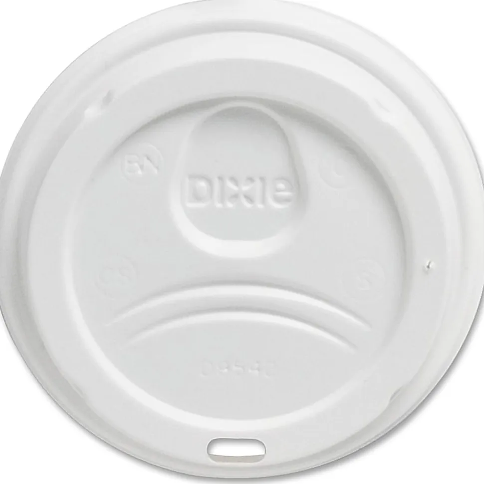 Dixie® PerfecTouch Hot Cup Lids, For 10-, 12- And 16-Oz Cups, White, Pack Of 50 Lids