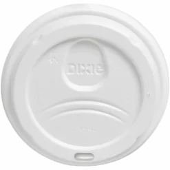 Dixie® PerfecTouch Hot Cup Lids, For 10-, 12- And 16-Oz Cups, White, Pack Of 50 Lids
