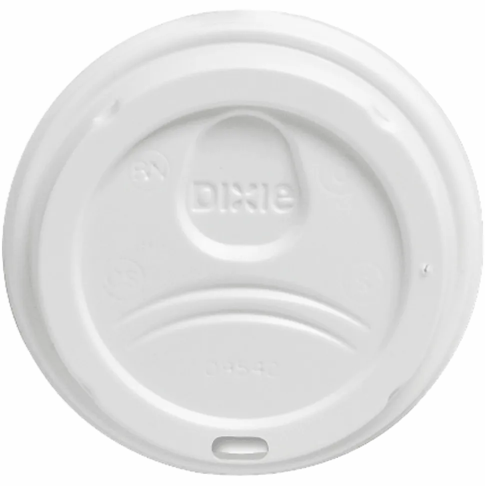 Dixie® PerfecTouch Hot Cup Lids, For 10-, 12- And 16-Oz Cups, White, Pack Of 50 Lids