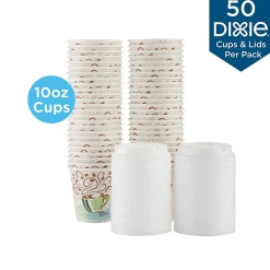 Dixie® PerfecTouch® Hot Cups And Lids, 10 Oz., White, Pack Of 50