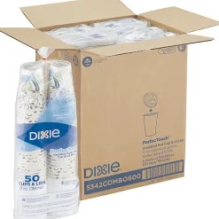 Dixie® PerfecTouch Hot Cups And Lids, 12 Oz, Multicolor, Pack Of 50 Cups And Lids