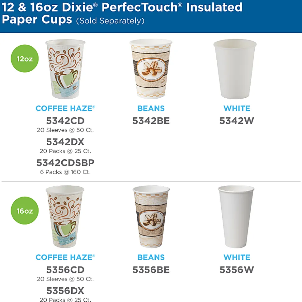 Dixie® PerfecTouch® Insulated Paper Hot Cup, 12 Oz, Multicolor, Pack Of 960
