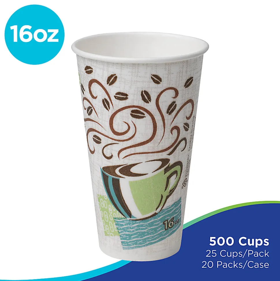 Dixie® PerfecTouch® Insulated Paper Hot Cups, 16 oz, Coffee Haze, 500 Count (25 Cups Per Pack, 20 Packs Per Case)