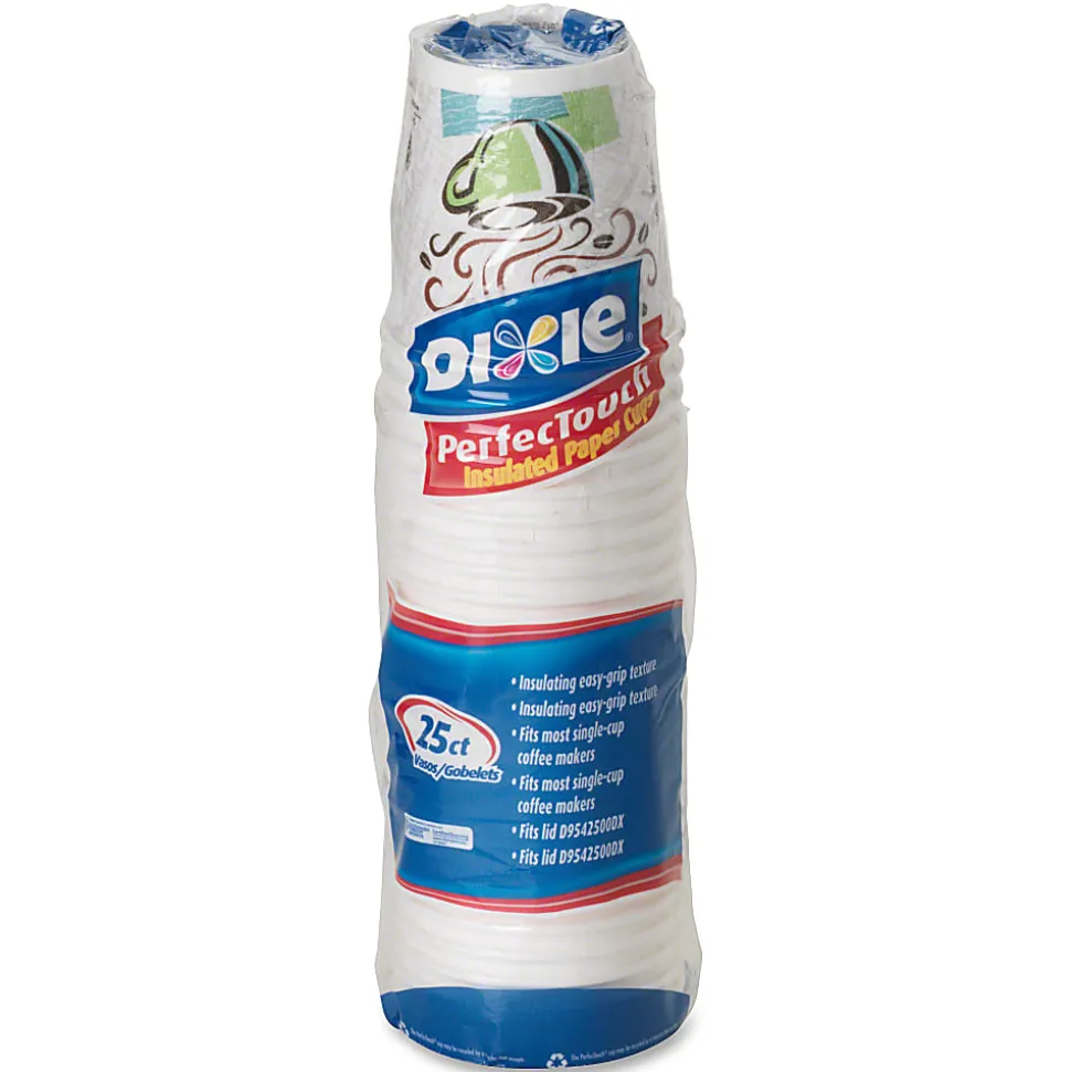 Dixie® PerfecTouch Insulated Hot Paper Cups, 10 Fl Oz, Pack Of 25 Cups