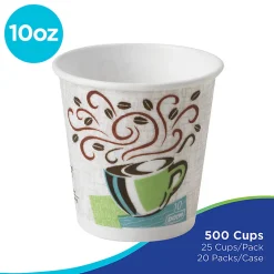 Dixie® PerfecTouch® Insulated Hot Cups, 10 oz, Coffee Haze, 500 Count (25 Cups Per Pack, 20 Packs Per Case)