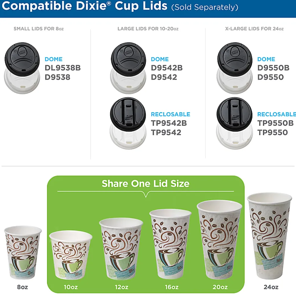 Dixie® PerfecTouch® Insulated Hot Cups, 12 oz, Coffee Haze, 500 Count (25 Cups Per Pack, 20 Packs Per Case)