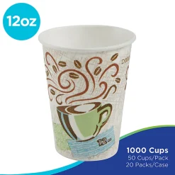 Dixie® PerfecTouch® Insulated Paper Hot Cups, 12 oz, Coffee Haze, 1000 Count (50 Cups Per Pack, 20 Packs Per Case)