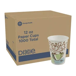 Dixie® PerfecTouch® Insulated Paper Hot Cups, 12 oz, Coffee Haze, 1000 Count (50 Cups Per Pack, 20 Packs Per Case)