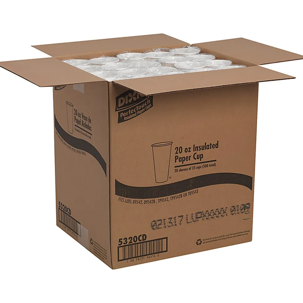 Dixie PerfecTouch 20 oz Insulated Paper Hot Coffee Cups by GP Pro, 5320CD, 500/PK