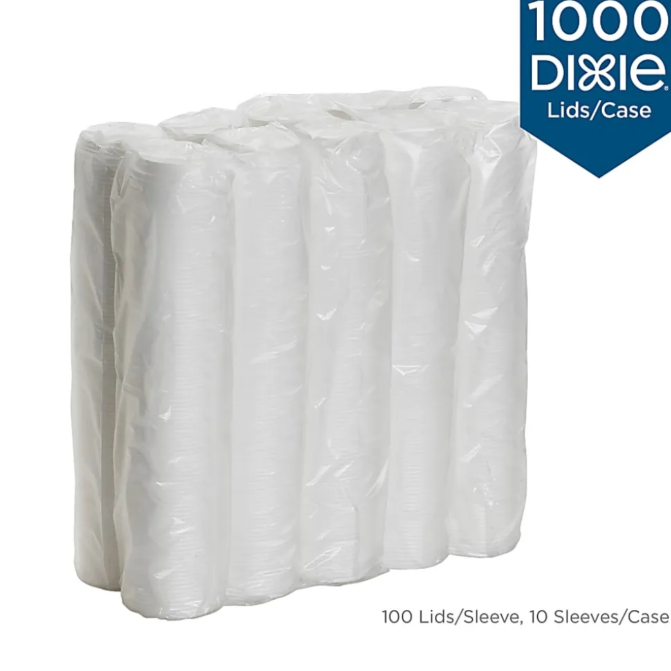 Dixie® Reclosable Sliding Hot Cup Lids, Fits 10-20 Oz Cups, White, 1,000 Count (100 Lids Per Sleeve, 10 Sleeves Per Case)