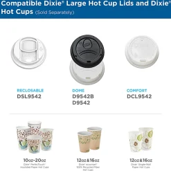 Dixie® Reclosable Sliding Hot Cup Lids, Fits 10-20 Oz Cups, White, 1,000 Count (100 Lids Per Sleeve, 10 Sleeves Per Case)